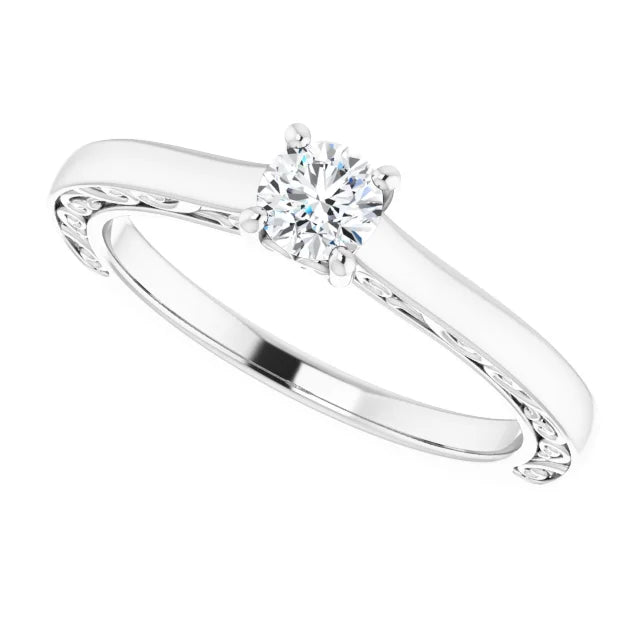 Antique Solitaire Engagement Ring Yellow Gold Diamond 4 Prongs