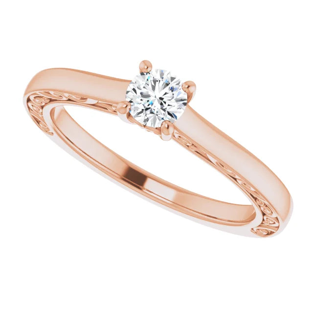 Antique Solitaire Engagement Ring Yellow Gold Diamond 4 Prongs