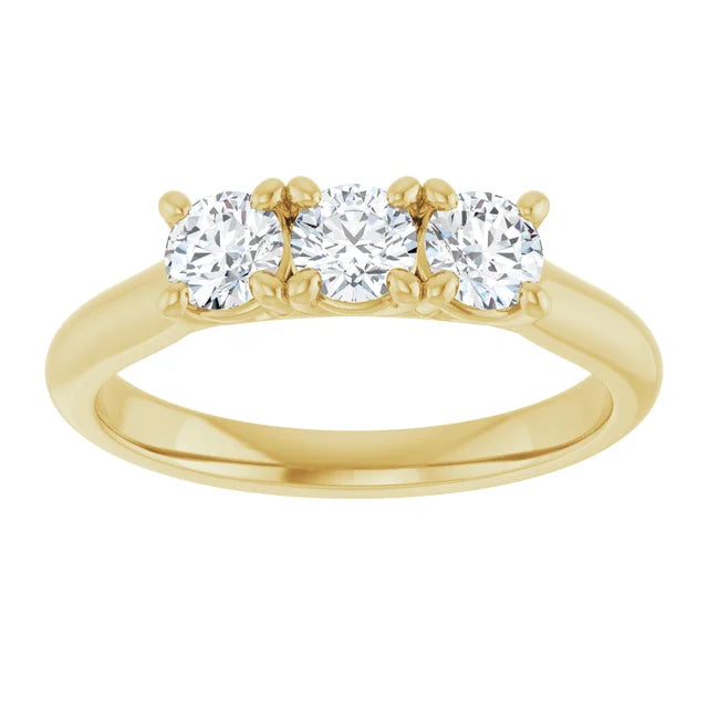 Bague de fiançailles Trinité (3 pierres) sur griffes en or blanc 14k avec trois diamants ronds de 0,23 ct chacun (GIA)