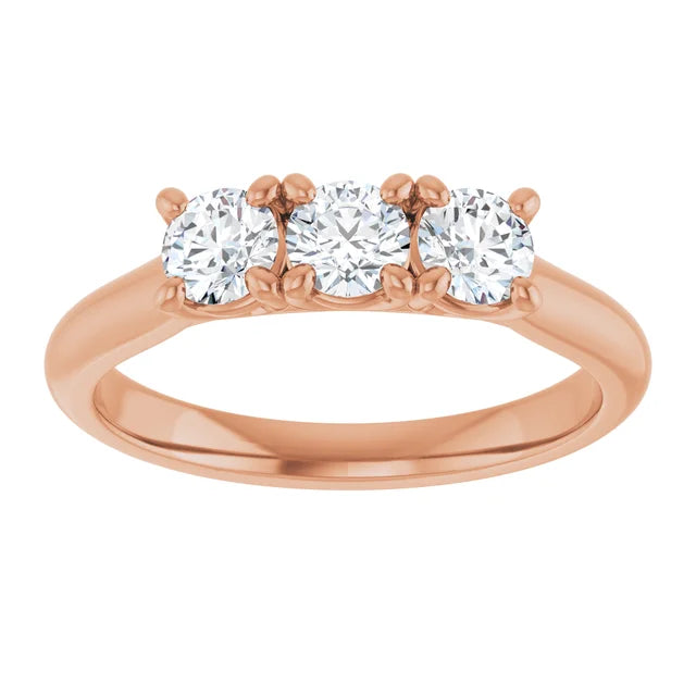 Bague de fiançailles Trinité (3 pierres) sur griffes en or blanc 14k avec trois diamants ronds de 0,23 ct chacun (GIA)