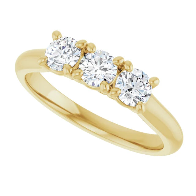 Bague de fiançailles Trinité (3 pierres) sur griffes en or blanc 14k avec trois diamants ronds de 0,23 ct chacun (GIA)