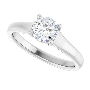 Bague d'engagement solitaire quatre griffes en or blanc 14k avec diamant naturel taille coussin 0,60 ct