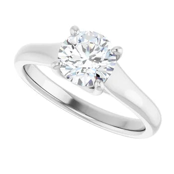 Bague d'engagement solitaire en or jaune 14k avec diamant de laboratoire rond 1,00 ct