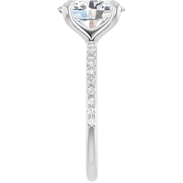 Bague de fiançailles solitaire et pavé en or jaune 10k avec diamant central ovale de 2 ct (IGI) et 22 diamants d'entourag