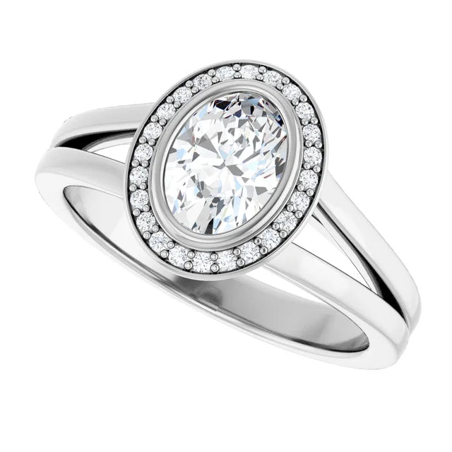 Bague de fiançailles halo en or blanc 14k avec diamant de laboratoire rond de 0,70 ct (IGI) et 84 diamants d'entourage