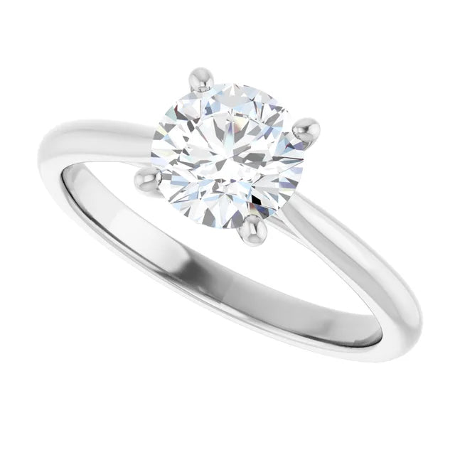 Bague d'engagement solitaire classique en or 14 K avec diamant de laboratoire rond 1,00 ct