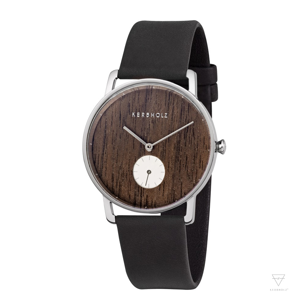 Kerbholz ladies watch Frada Walnut collection wooden dial 35 MM case leather strap