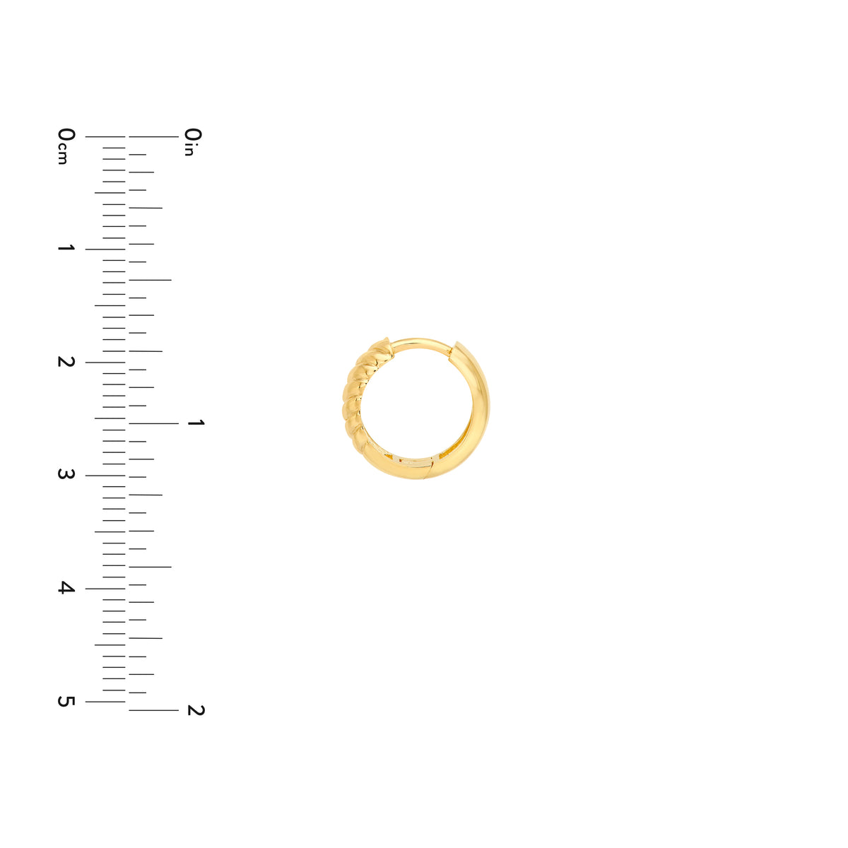Boucles d'oreilles Huggies semi-torsadées 4 x 13 mm en or jaune 14k
