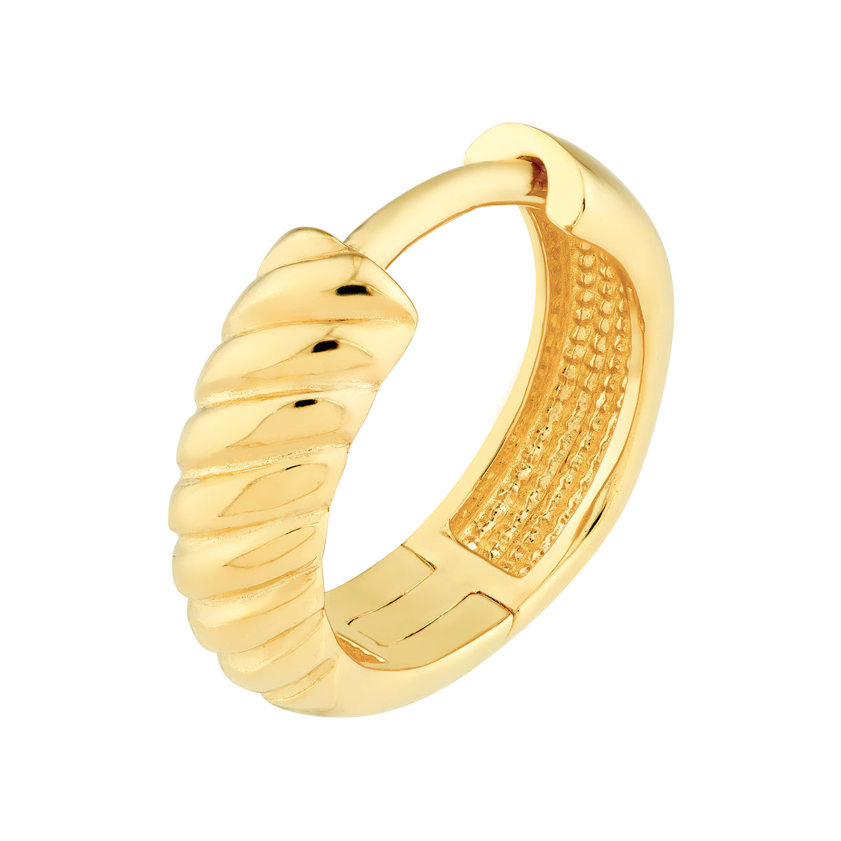 Boucles d'oreilles Huggies semi-torsadées 4 x 13 mm en or jaune 14k