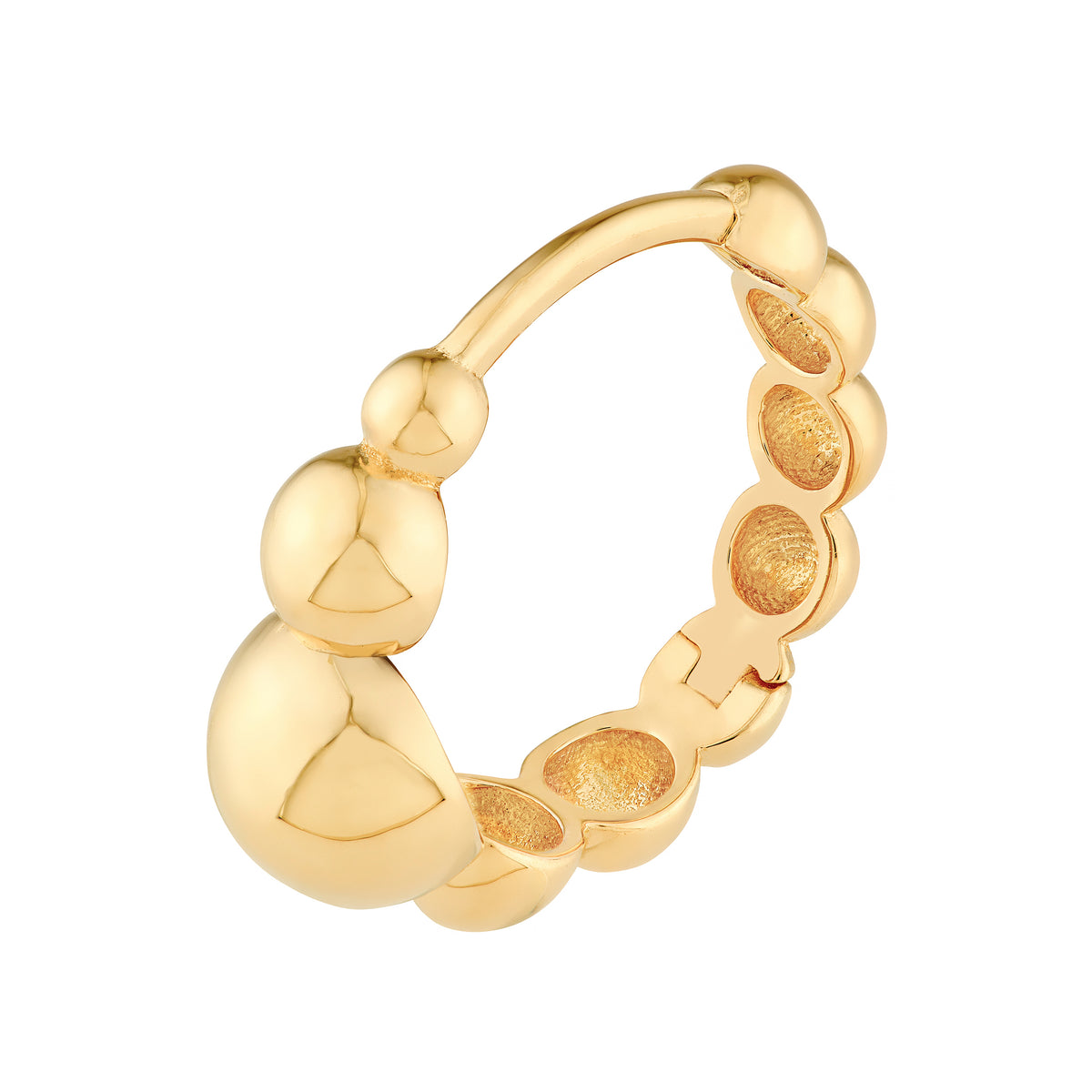 Créoles Huggies perlées graduées en or jaune 14k
