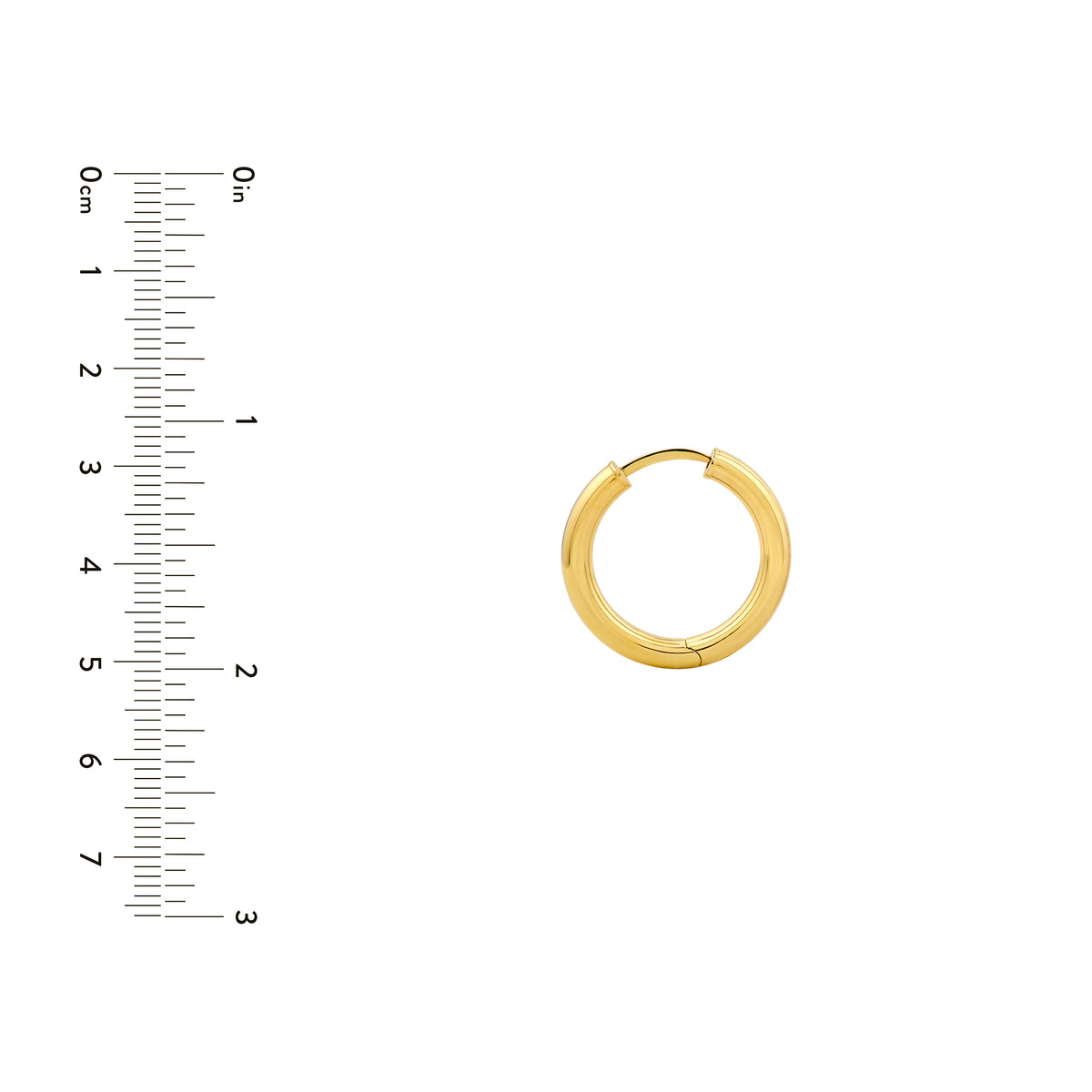 Boucles d'oreilles Huggies rondes 3 x 15 mm en or jaune 14k