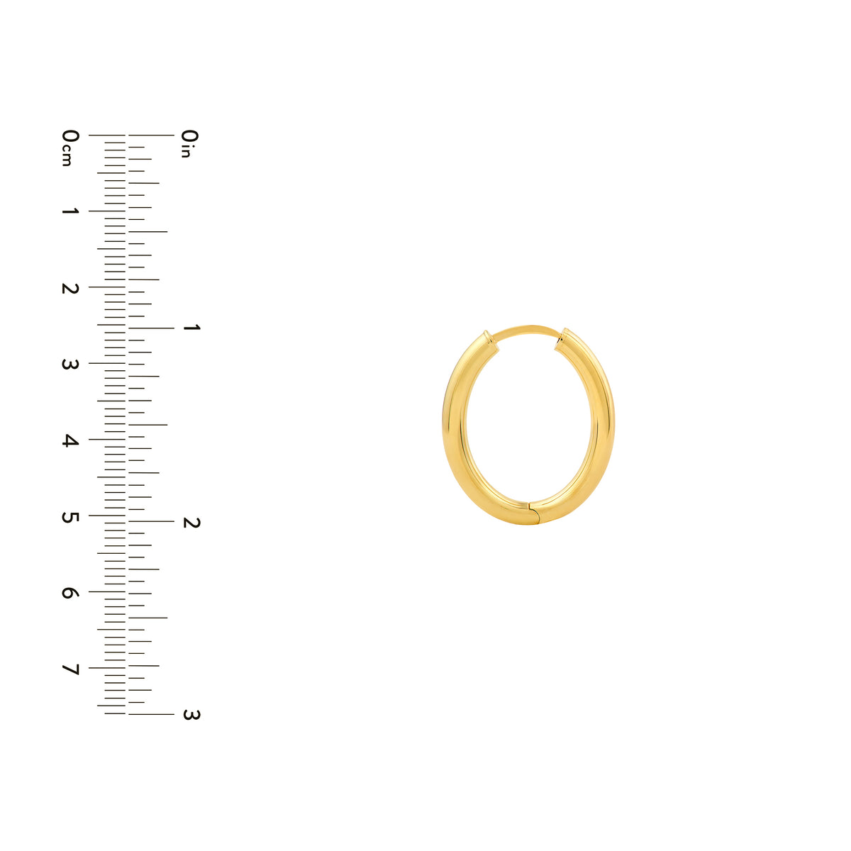 Boucles d'oreilles Huggies ovales 20 x 15 mm en or jaune 14k