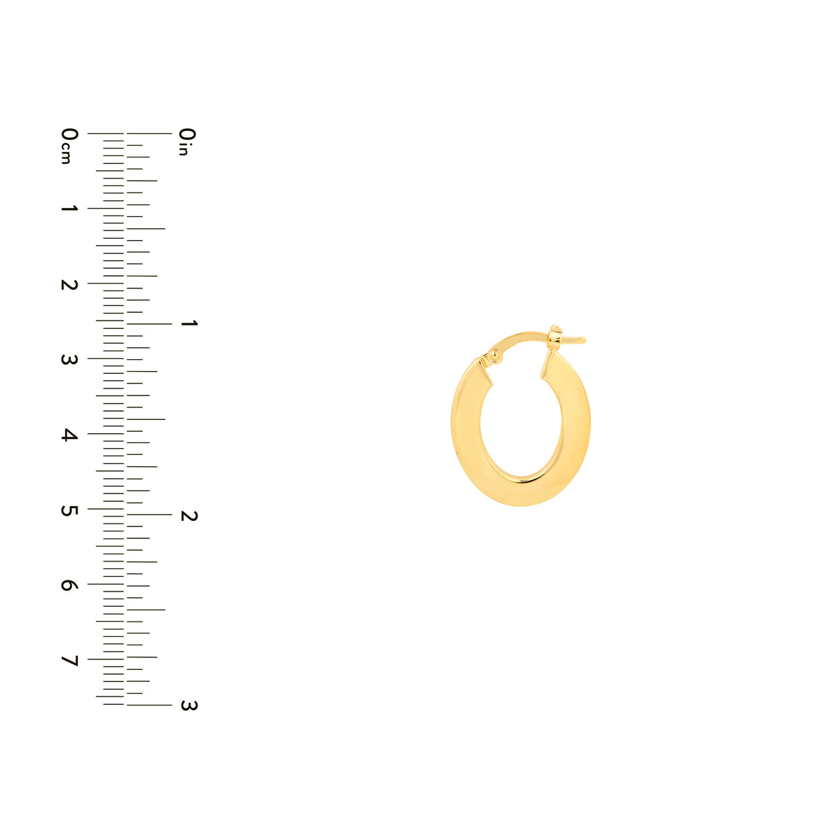Petites créoles ovales profilées en or jaune 14k