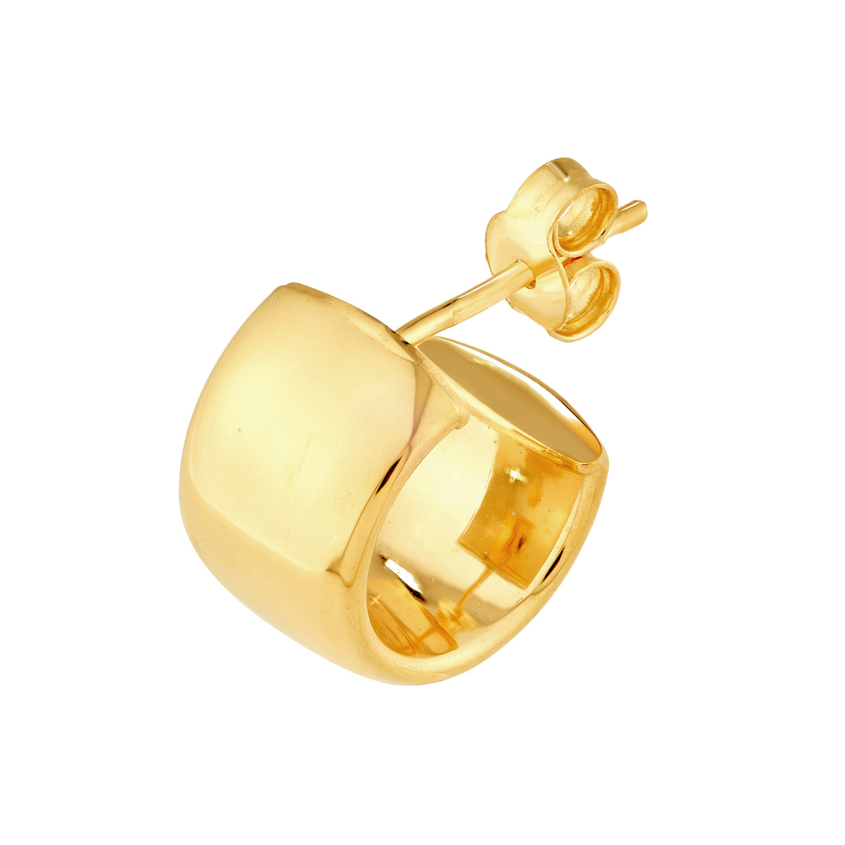 Demi-créoles larges (6 mm) en or 14k – Design tubulaire plat