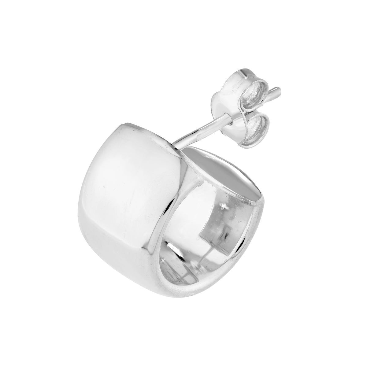Demi-créoles larges (6 mm) en or 14k – Design tubulaire plat