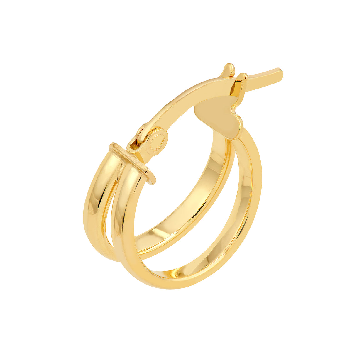 Créoles rondes double rang en or jaune 14k – Effet superposé