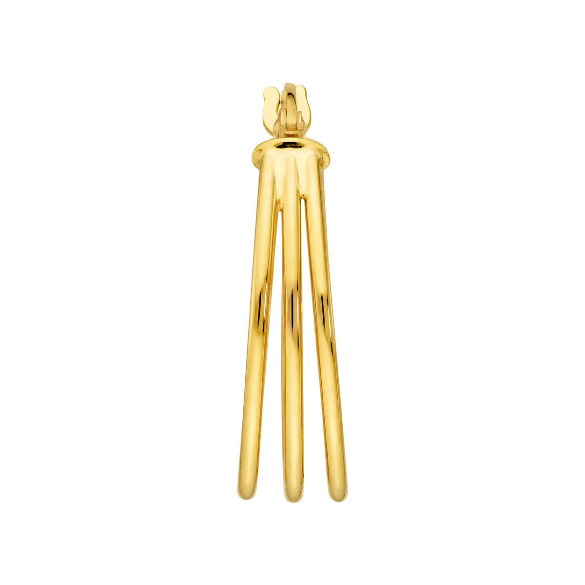 Créoles ovales triple rang en or jaune 14k