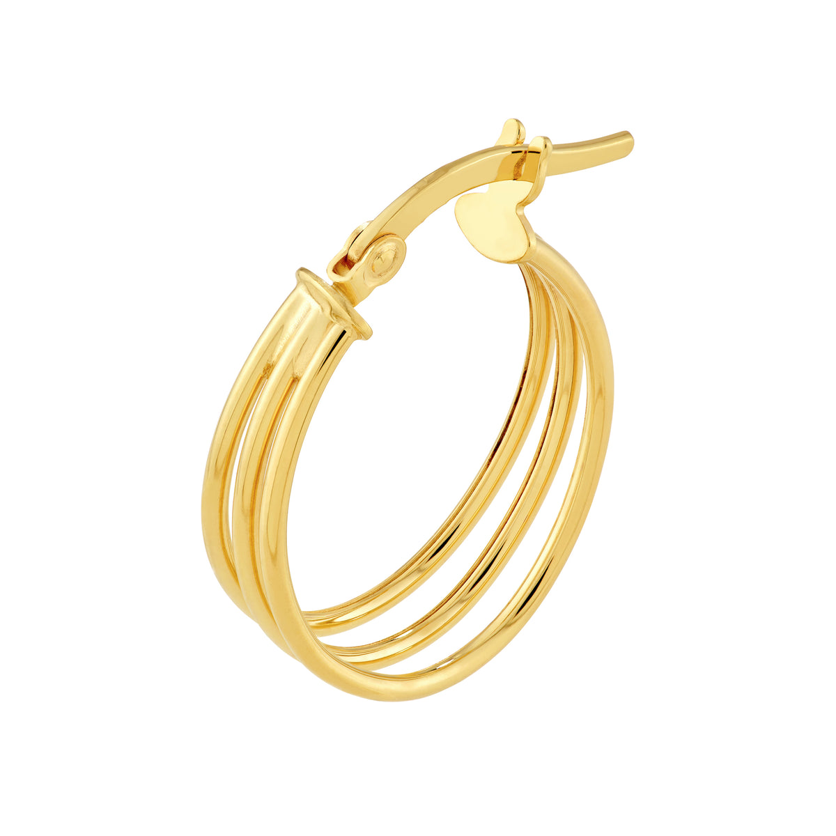 Créoles ovales triple rang en or jaune 14k