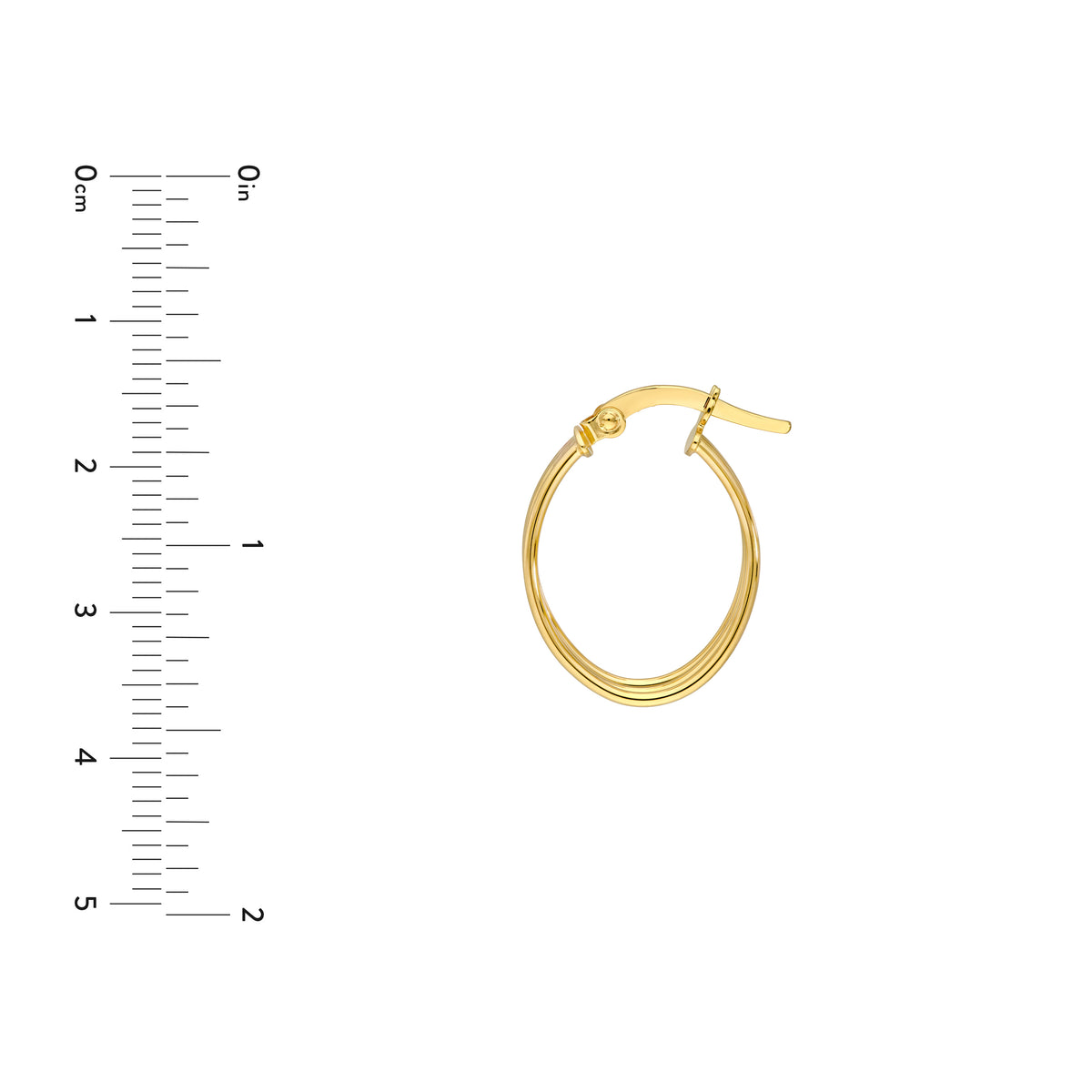 Créoles ovales triple rang en or jaune 14k