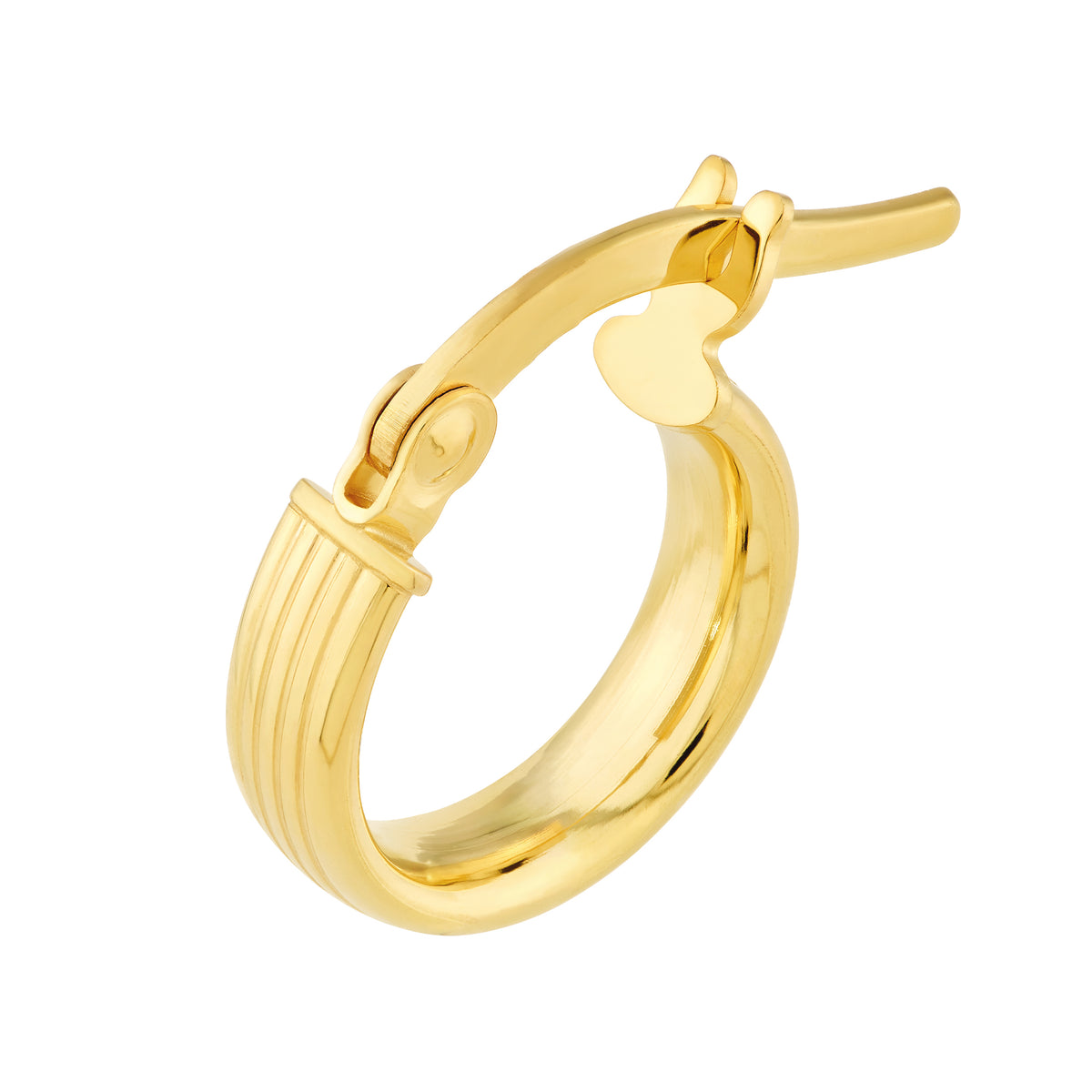 Créoles en or jaune 14k – Design strié et élégant