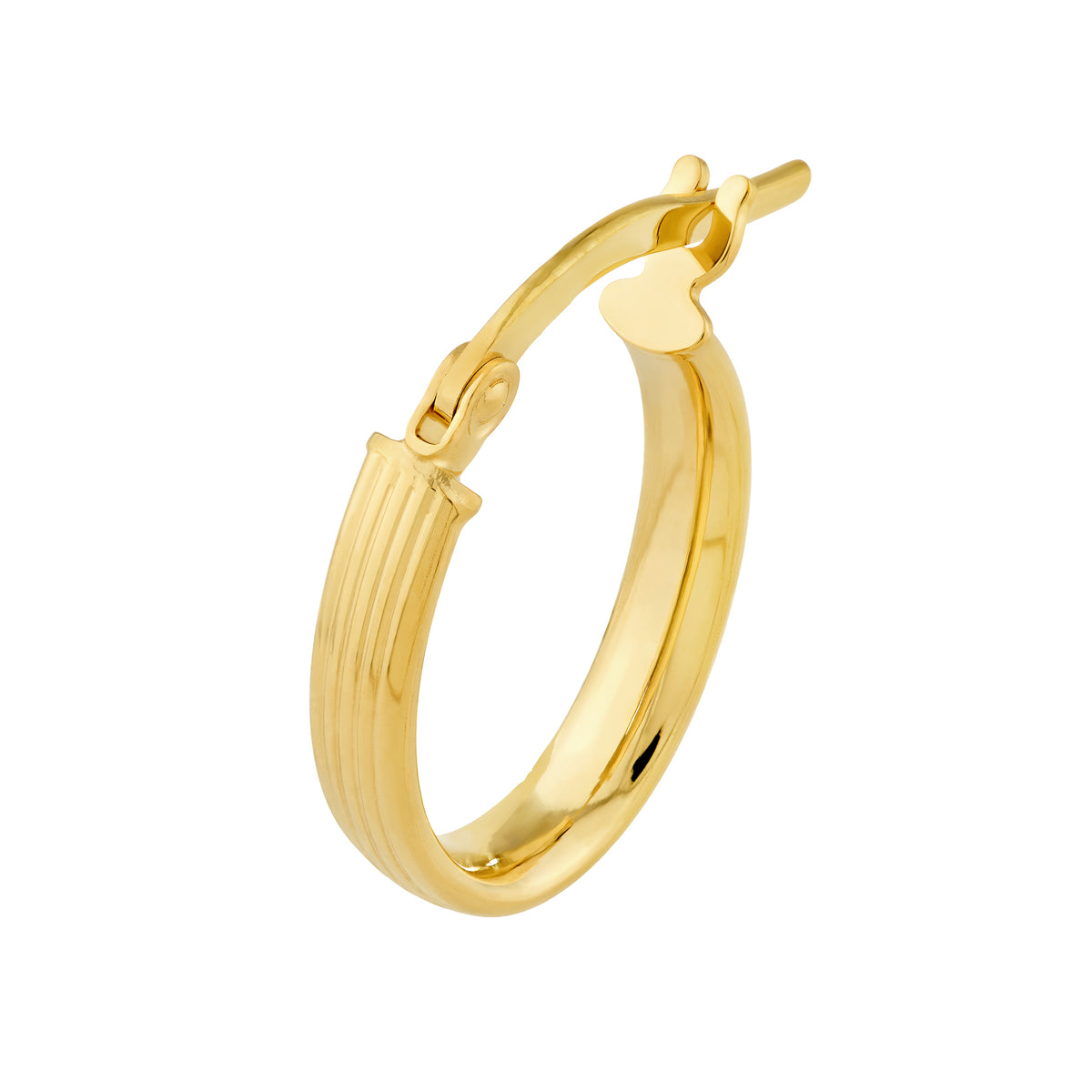 Créoles en or jaune 14k – Design strié et élégant