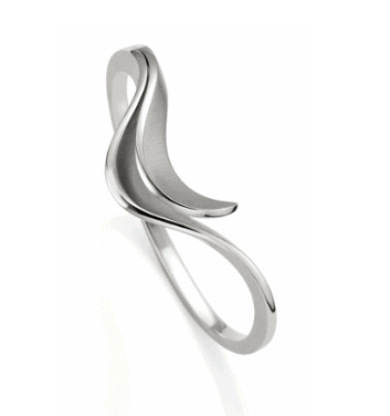 Bangle type bracelet in 925 silver with a polished and satin rhodium finish