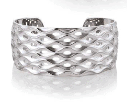 Modern rigid bracelet in 925 silver with a polished and satin rhodium finish