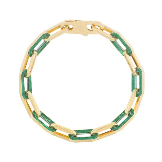 14 karat yellow gold and onyx bracelet, plain and polished finish, lobster clasp, 19 CM