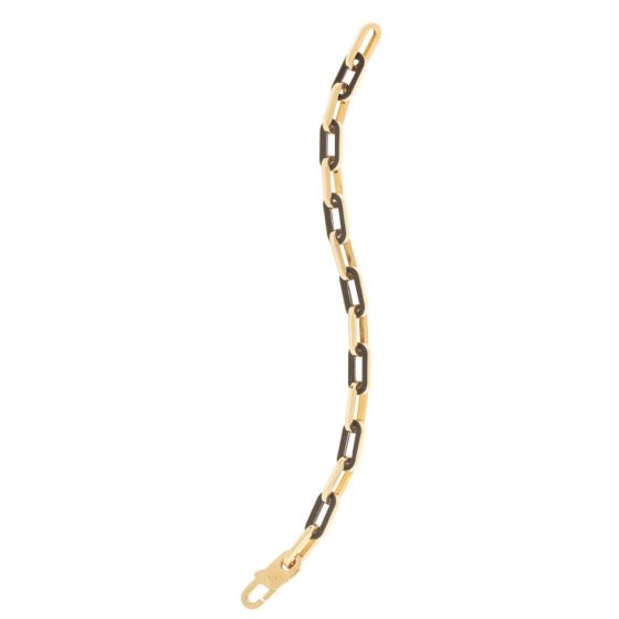 14 karat yellow gold and onyx bracelet, plain and polished finish, lobster clasp, 19 CM