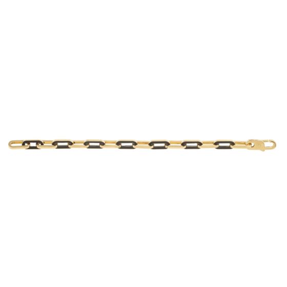 14 karat yellow gold and onyx bracelet, plain and polished finish, lobster clasp, 19 CM