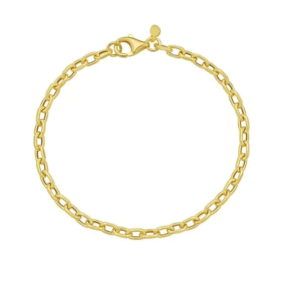 Bracelet chaîne en or jaune 14k à maillons forçat ovales