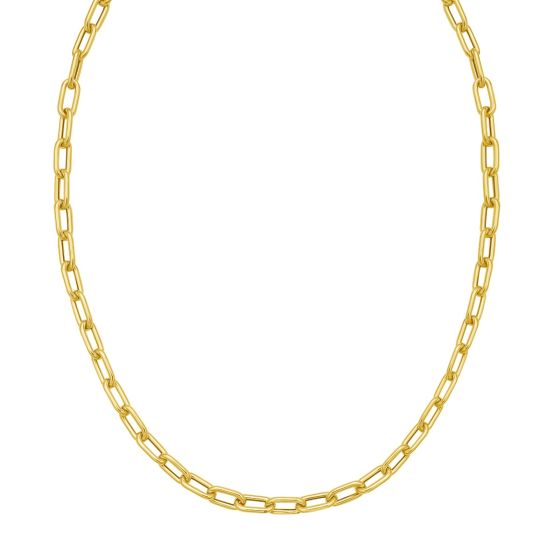Chaîne trombone en or jaune 14k (18 in) avec grand fermoir porte-breloques