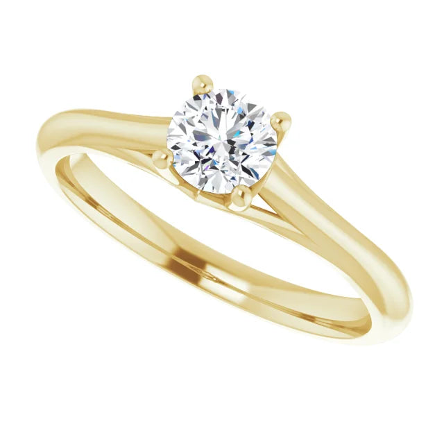 Bague d'engagement solitaire quatre griffes en or blanc 14k avec diamant naturel 0,40 ct