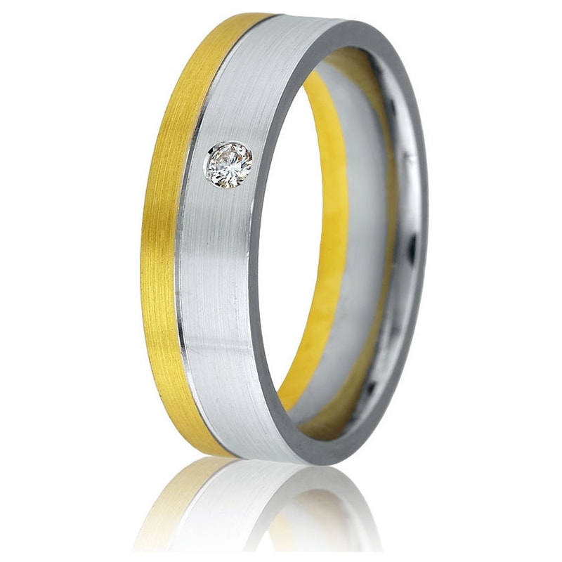 Jonc pour Homme en Or Jaune 14 Karats et Diamants