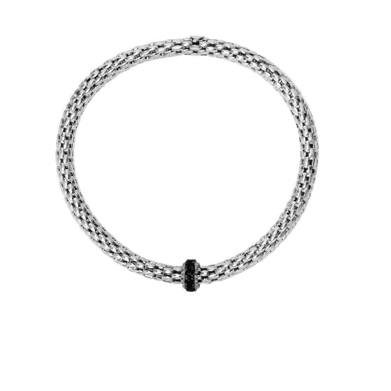 Bracelet jonc extensible « Prosecco » en argent sterling et spinelle noir