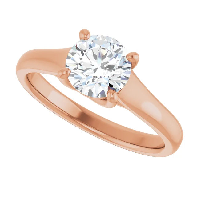 Bague d'engagement solitaire en or jaune 14k avec diamant de laboratoire rond 1,00 ct