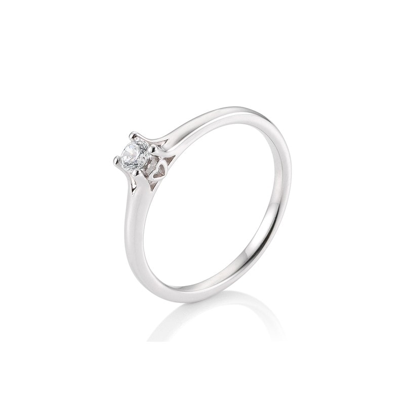 14 Karat White Gold Ring Four Prongs Diamond from 0.25 carat Purity: VS Color: H GIA Certificate Made in Montreal