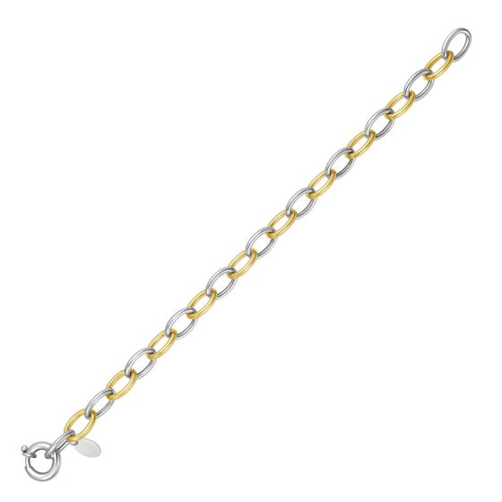Bracelet bicolore en argent sterling et recouvert d'or 18k à maillons ovales