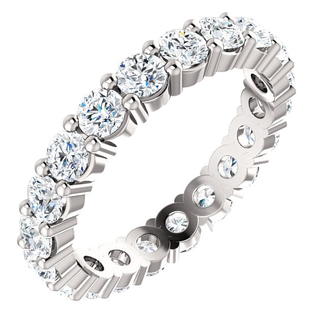 Jonc Éternité en Or Blanc 14 Karats serti de Diamants Taille Ronde