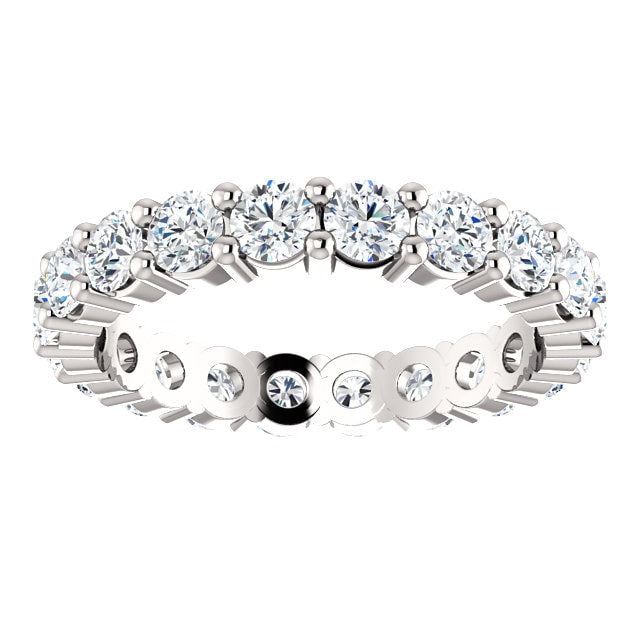 Jonc Éternité en Or Blanc 14 Karats serti de Diamants Taille Ronde