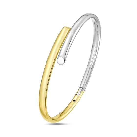 Bracelet de type bangle croisé en or deux tons 14k
