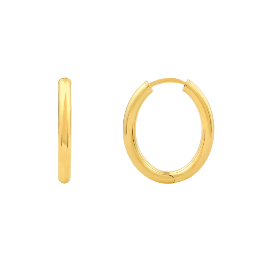 Boucles d'oreilles Huggies ovales 20 x 15 mm en or jaune 14k