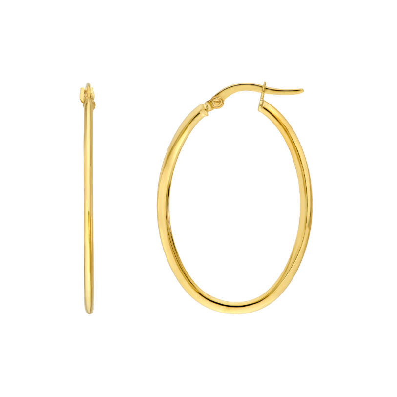 Créoles ovales fines en or 14k – Élégance intemporelle 30 x 20mm