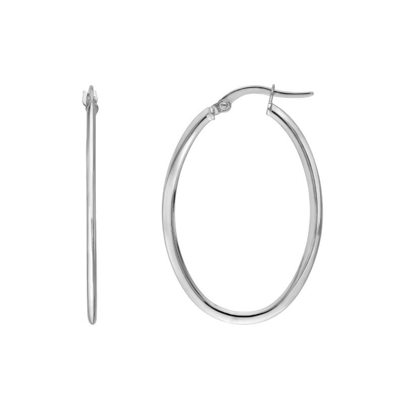 Créoles ovales fines en or 14k – Élégance intemporelle 30 x 20mm