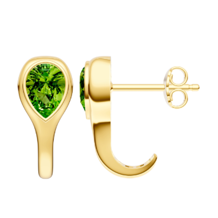 Boucles d'oreilles poire en péridot et or jaune 10k